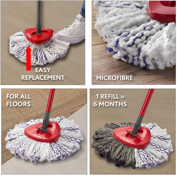 Rezerva mop Vileda Turbo 3in1 22743, din microfibra, alb cu mov [3]