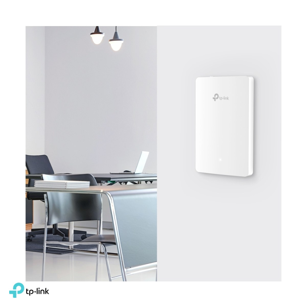 Access point Wi-Fi 6 de perete TP-Link Omada EAP615-Wall, AX1800, dual-band, 3 porturi downlink Gigabit, PoE pass-through, PoE 802.3af/at, EAP615-WALL [5]