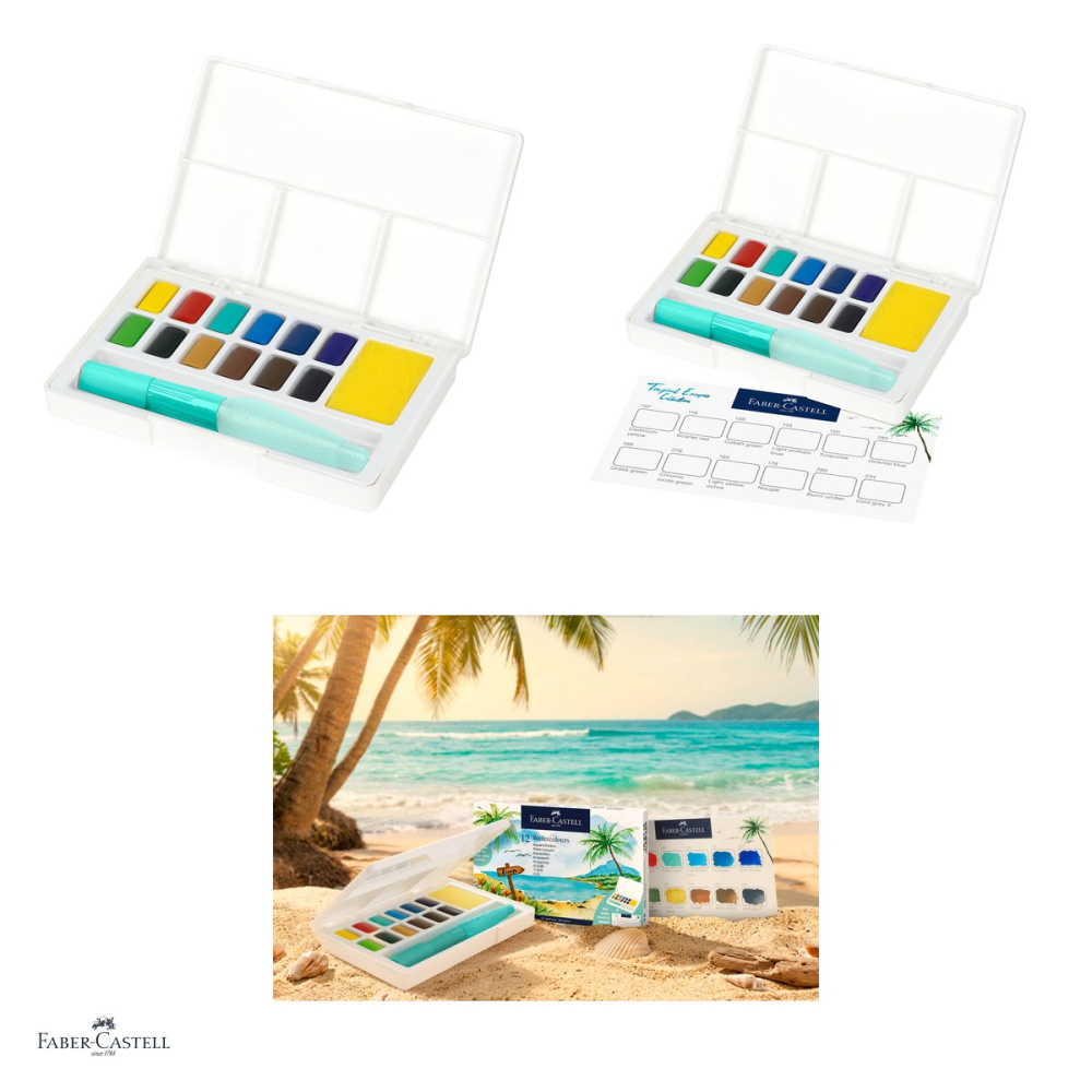 Acuarele tropicale in godeuri, Faber-Castell, cu pensula inclusa [4]