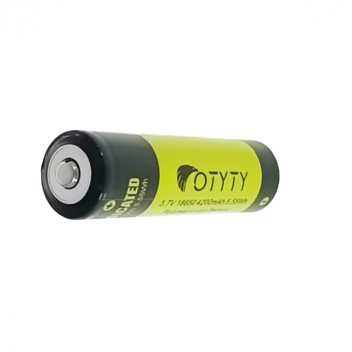 Acumulator 18650 Li-Ion, OTYTY BRC-18650-4200, 3.7V 4200mAh, verde cu negru [2]