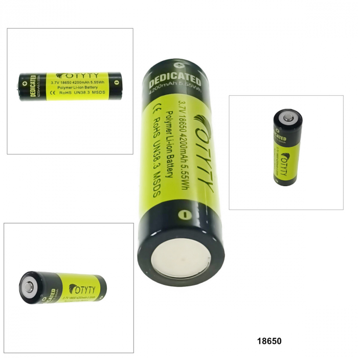 Acumulator 18650 Li-Ion, OTYTY BRC-18650-4200, 3.7V 4200mAh, verde cu negru [4]