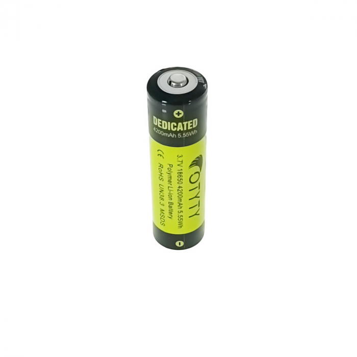 Acumulator 18650 Li-Ion, OTYTY BRC-18650-4200, 3.7V 4200mAh, verde cu negru [3]