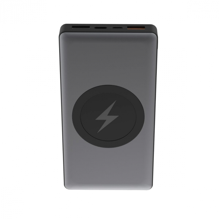 Acumulator extern Qi wireless Platinet 44571,10000mAh Quick Charge, USB tip C,2 intrari 3 iesiri, gri [6]