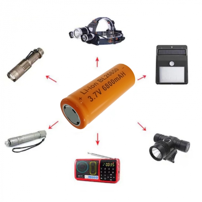 Acumulator Li-Ion 26650, 3.7V, 6800mAh, BL26650, portocaliu [6]