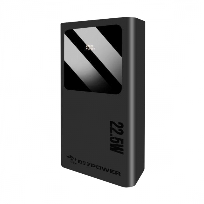 Acumulator portabil PD 22.5W, 30000mAh, tip Power bank BeePower BP-30 50012, QC, USB-A si C, display si lanterna, negru [2]