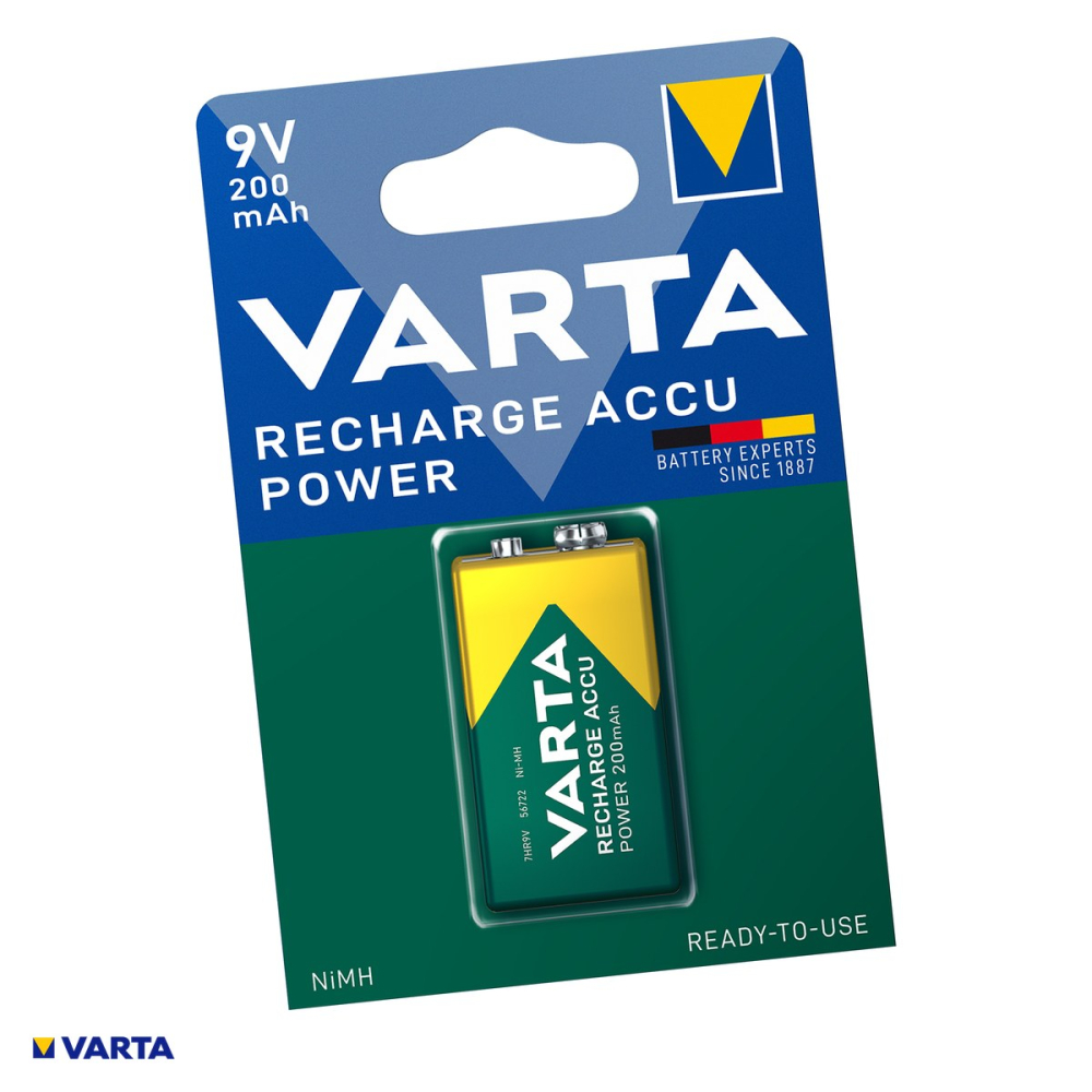 Acumulator VARTA Recharge Accu Power 9V HR9V 56722, Ni-MH, 8.4 V, 200 mAh, preincarcat, gata de folosire, in blister [1]