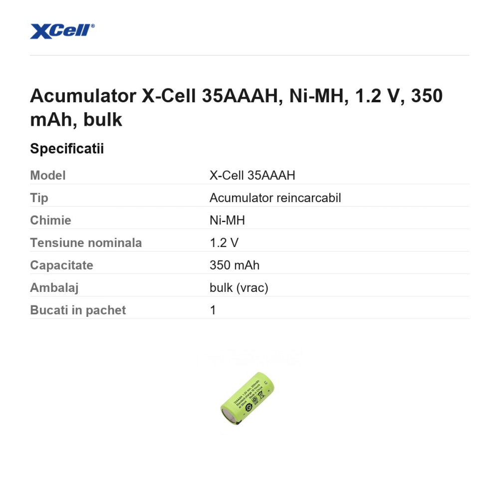 Acumulator X-Cell 35AAAH, Ni-MH, 1.2 V, 350 mAh, bulk [3]
