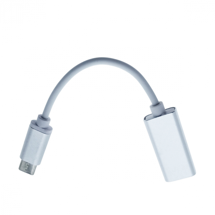 Adaptor audio, convertor USB Type C tata la Jack 3.5 mm mama, gri deschis [2]