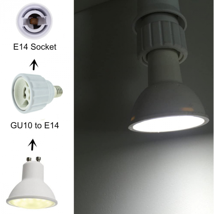 Adaptor bec pentru soclu E14 la GU10, FL-95983, alb [4]