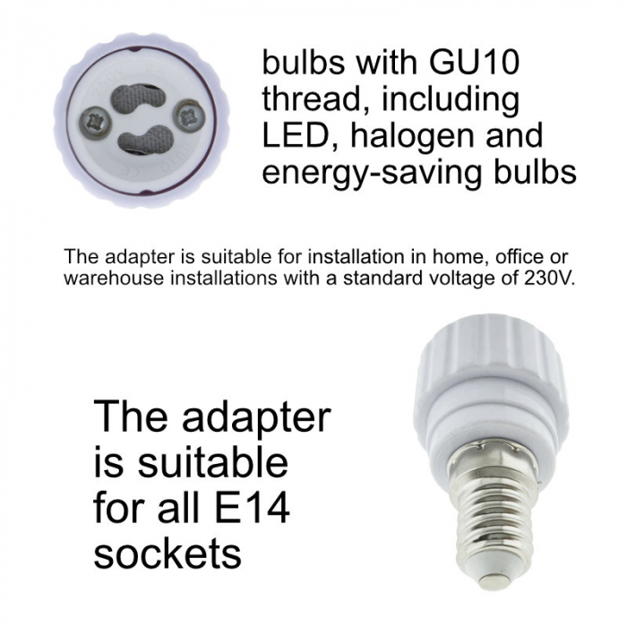 Adaptor bec pentru soclu E14 la GU10, FL-95983, alb [6]