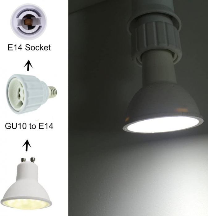 Adaptor bec pentru soclu E14 la GU10, FL-95983, alb [7]