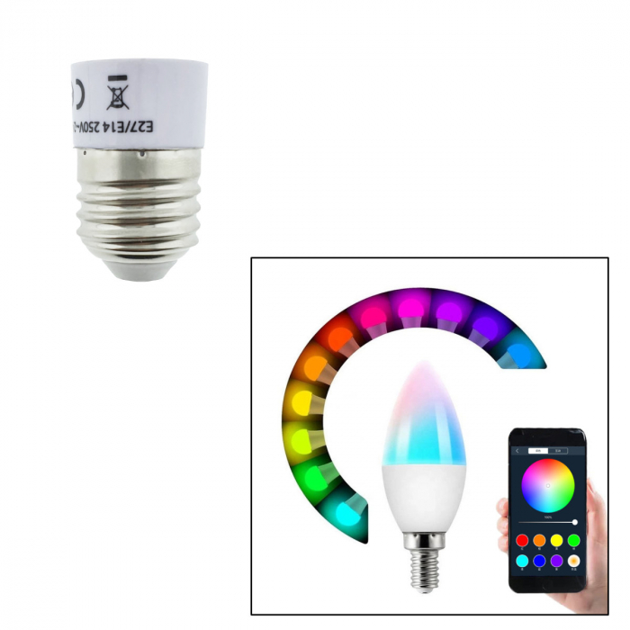 Adaptor bec pentru soclu E27 la E14, FL-95981, alb [4]