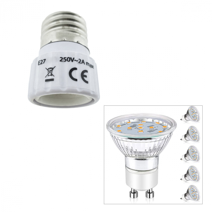 Adaptor bec pentru soclu E27 la GU10, FL-95982, alb [3]