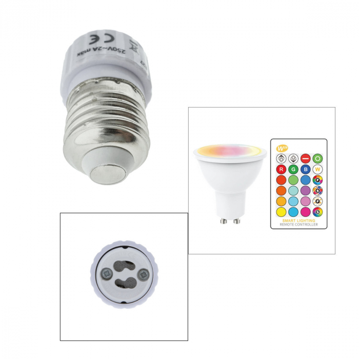 Adaptor bec pentru soclu E27 la GU10, FL-95982, alb [4]