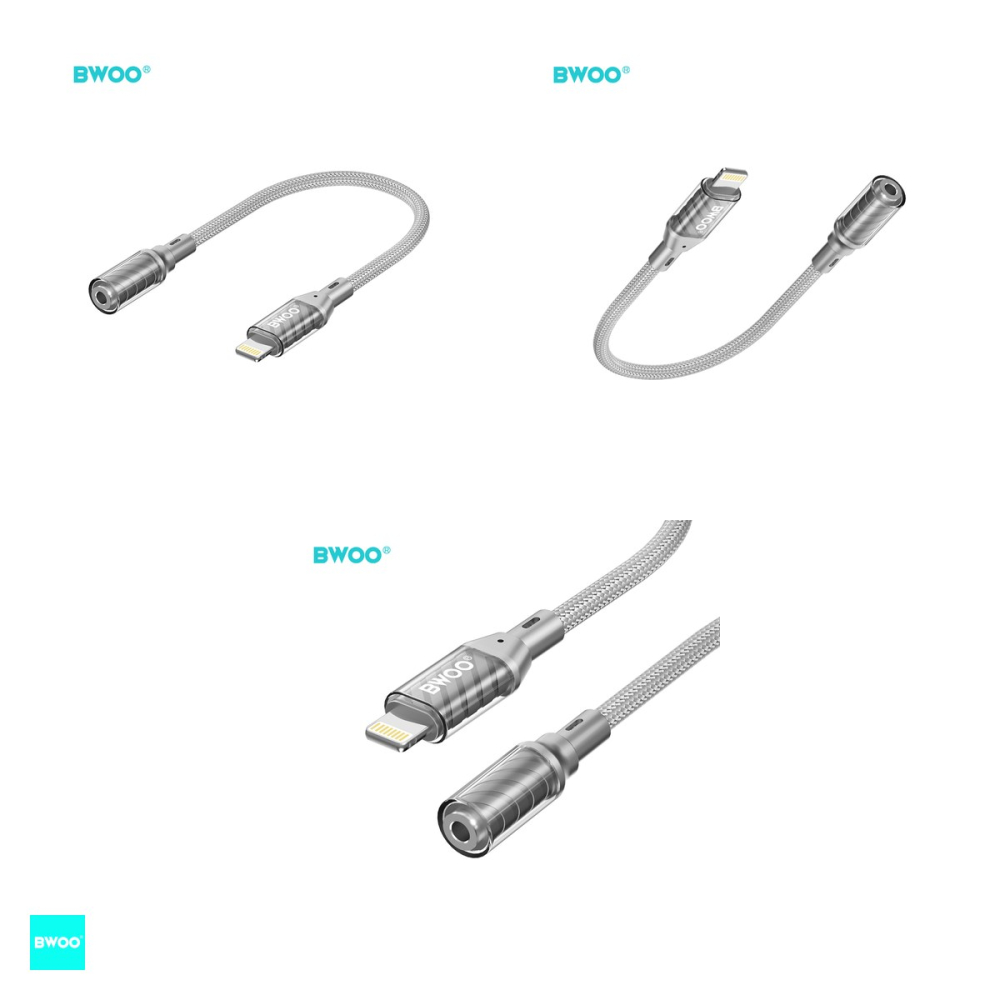 Adaptor BWOO BZ66 Audio & Data, tip Lightning tata la Jack 3.5 mm mama, cablu 0.18m, AUX 3.5mm la tip Lightning, gri [4]