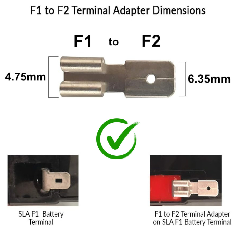 Adaptor conector baterie F1 (Faston 187) la F2 (Faston 250) - Solutie de conversie pentru terminale placi acumulatori AGM/VRLA, compatibil UPS, sisteme alarma, iluminat de urgenta [3]