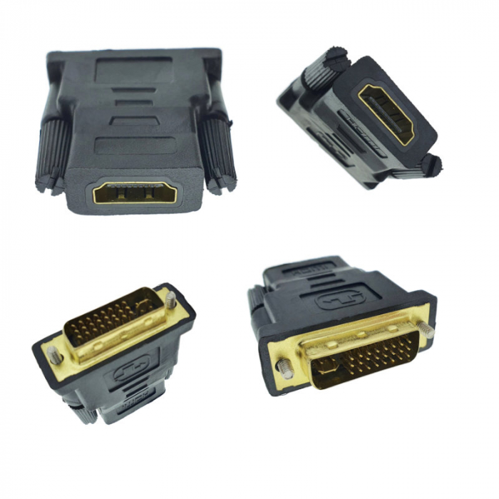 Adaptor DVI (24+5) tata la HDMI mama, bidirectional, negru [7]