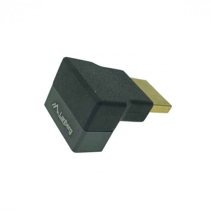 Adaptor HDMI tata la HDMI mama, 8K, unghi 90 grade, inclinat in jos, Lanberg 44099, DSC, eARC, HDR, carcasa aluminiu, argintiu [3]