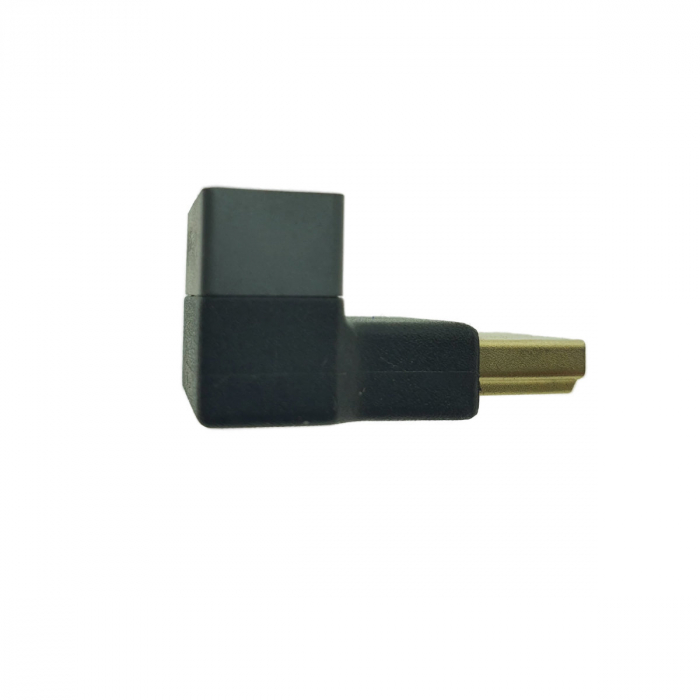 Adaptor HDMI tata la HDMI mama, 8K, unghi 90 grade, inclinat in sus, Lanberg 44100, DSC, eARC, HDR, carcasa aluminiu, argintiu [3]
