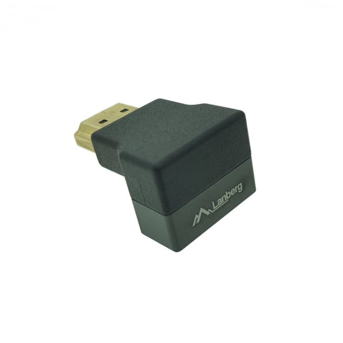 Adaptor HDMI tata la HDMI mama, 8K, unghi 90 grade, inclinat in sus, Lanberg 44100, DSC, eARC, HDR, carcasa aluminiu, argintiu [1]