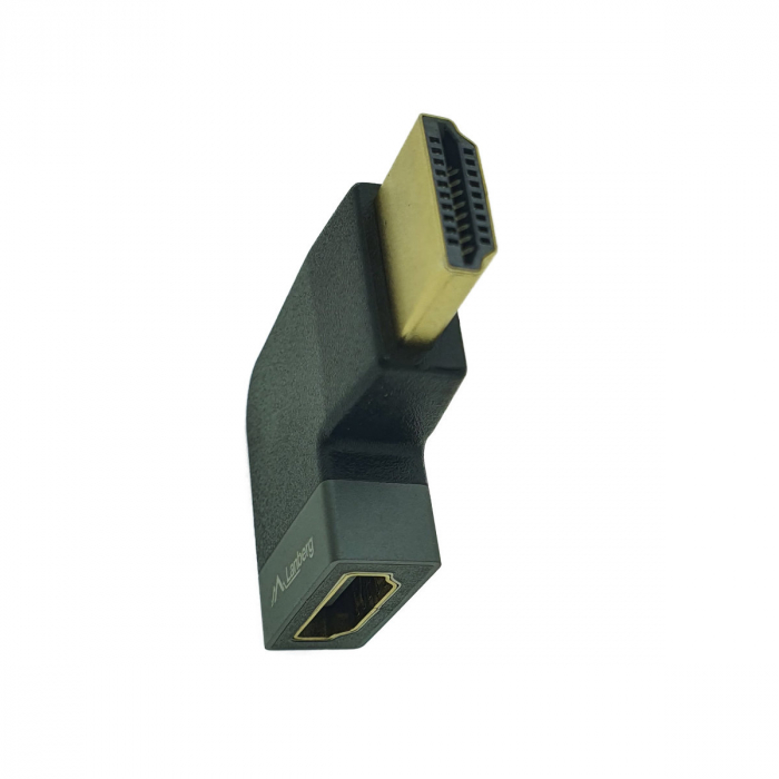 Adaptor HDMI tata la HDMI mama, 8K, unghi 90 grade, inclinat la dreapta, Lanberg 44102, DSC, eARC, HDR, carcasa aluminiu, argintiu [3]