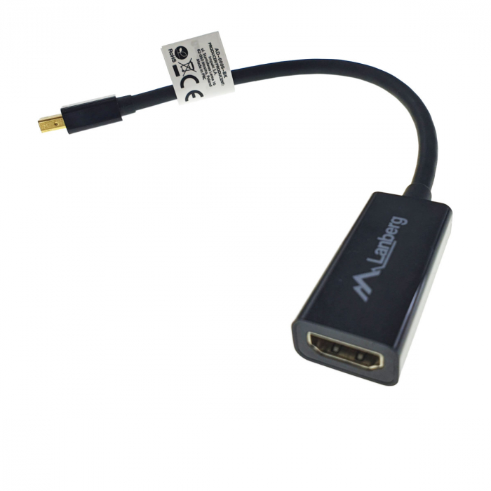 Adaptor Lanberg 40868, DisplayPort mini tata la HDMI mama, lungime 20 cm , rezolutie maxima pana la 1920 x 1200 (1080p) la 60 Hz, negru [6]