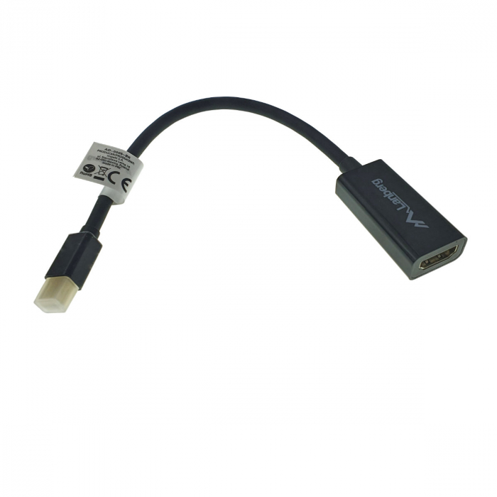 Adaptor Lanberg 40868, DisplayPort mini tata la HDMI mama, lungime 20 cm , rezolutie maxima pana la 1920 x 1200 (1080p) la 60 Hz, negru [7]