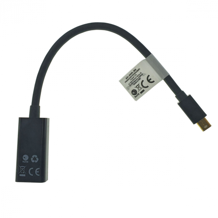 Adaptor Lanberg 40868, DisplayPort mini tata la HDMI mama, lungime 20 cm , rezolutie maxima pana la 1920 x 1200 (1080p) la 60 Hz, negru [4]