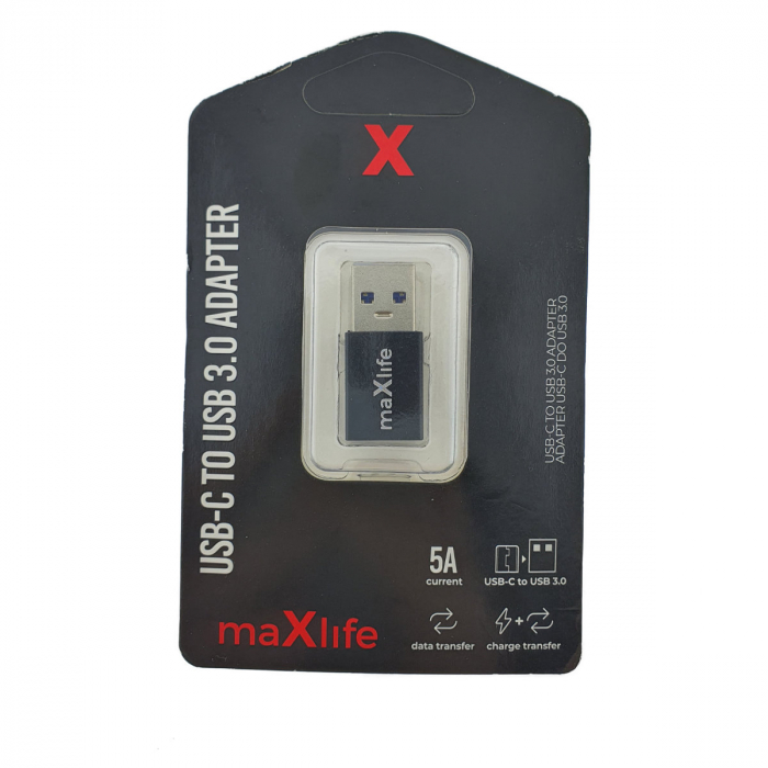 Adaptor Maxlife 94073 USB-C mama la USB 3.0 tata, in blister, negru [5]