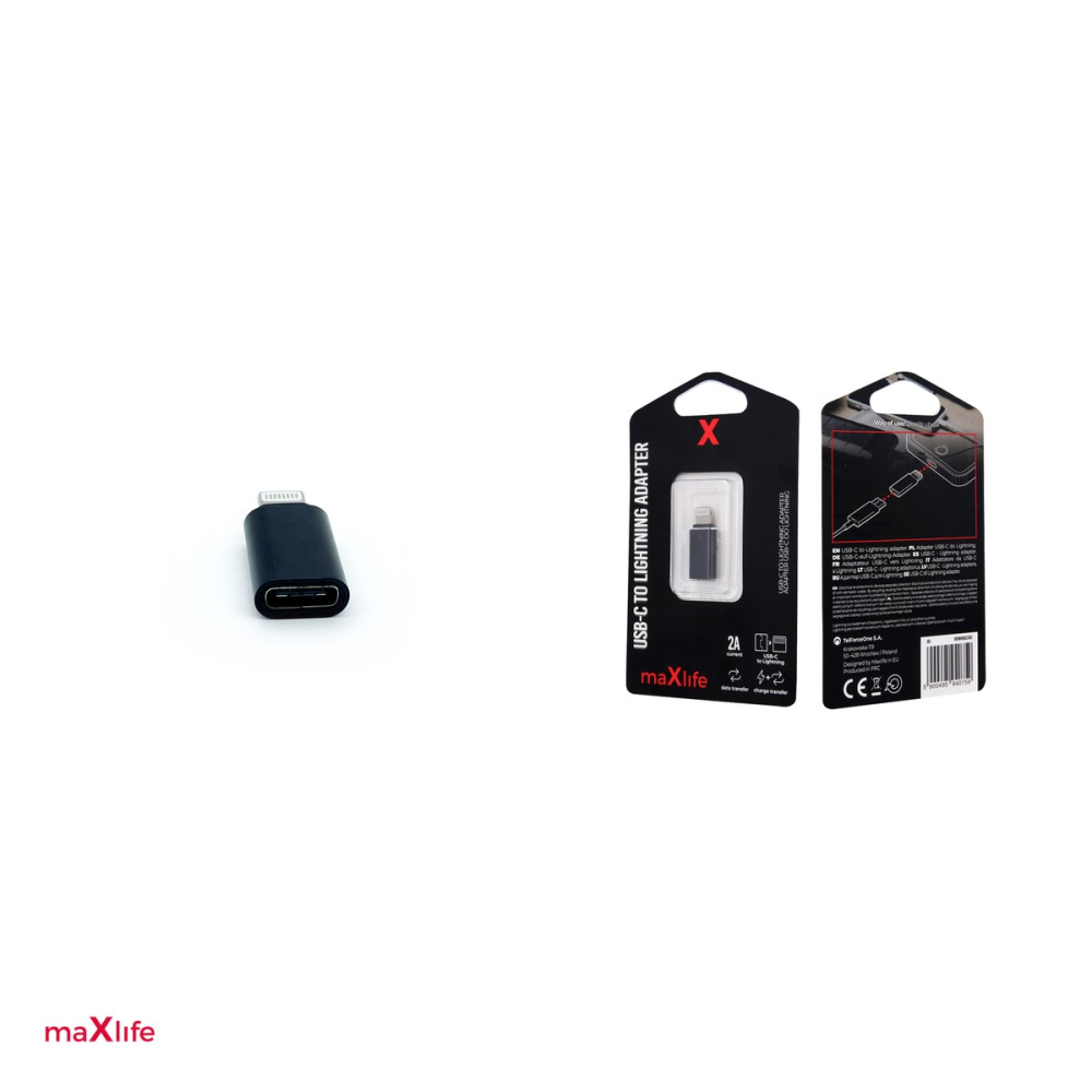 Adaptor Maxlife, conector tip Lightning la USB-C mama, 10W, pentru date si incarcare, negru [4]
