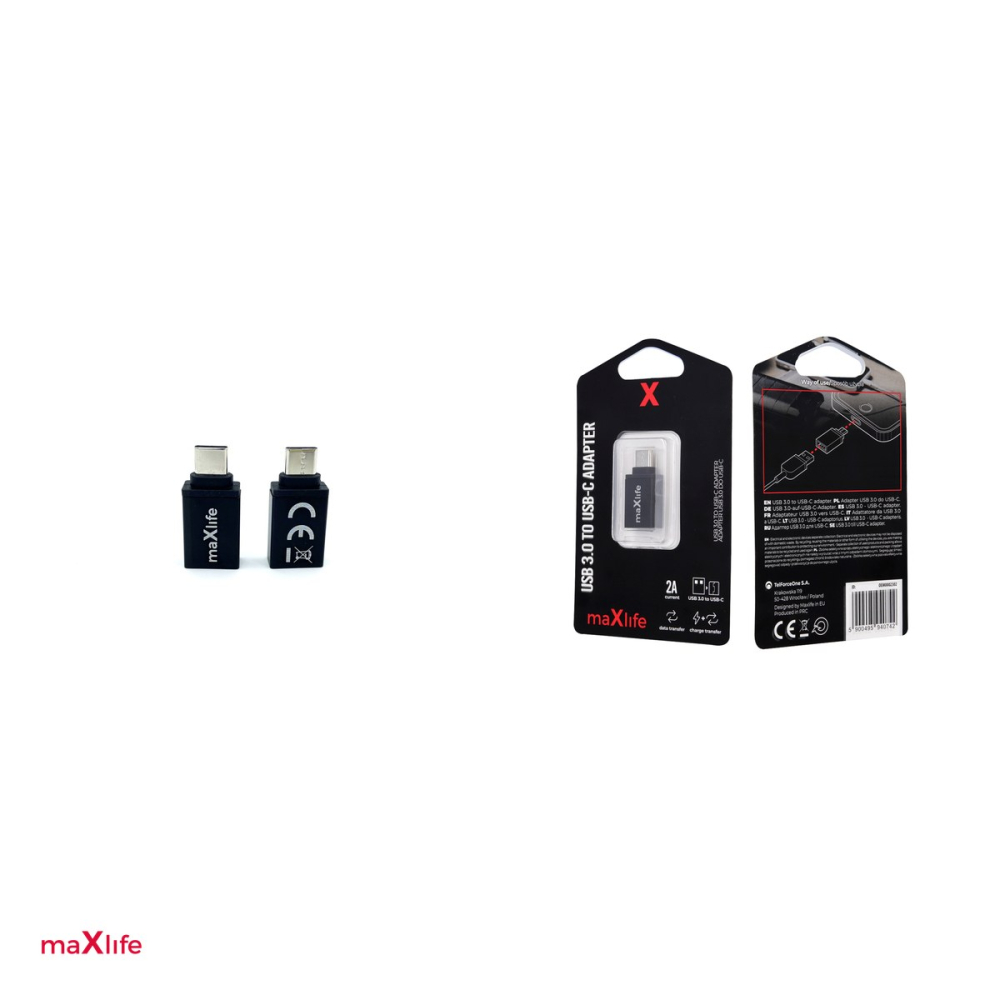 Adaptor Maxlife, conectori USB-C tata la USB mama, interfata USB 3.0, 60W, pentru date si incarcare, negru [4]