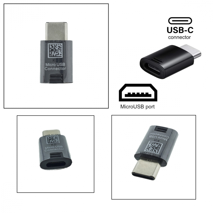 Adaptor microUSB mama la USB tip C tata, pentru Samsung GH98-41290A, negru [2]
