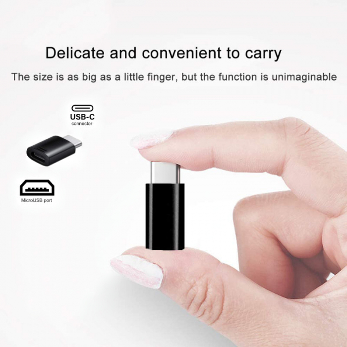 Adaptor microUSB mama la USB tip C tata, pentru Samsung GH98-41290A, negru [7]