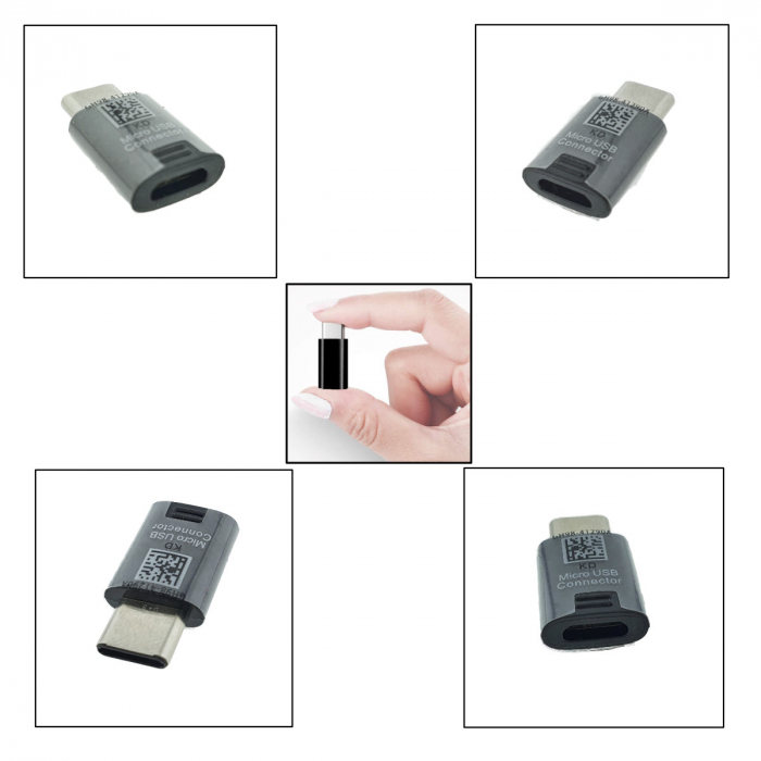 Adaptor microUSB mama la USB tip C tata, pentru Samsung GH98-41290A, negru [4]