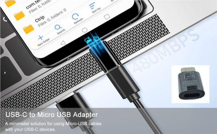 Adaptor microUSB mama la USB tip C tata, pentru Samsung GH98-41290A, negru [6]