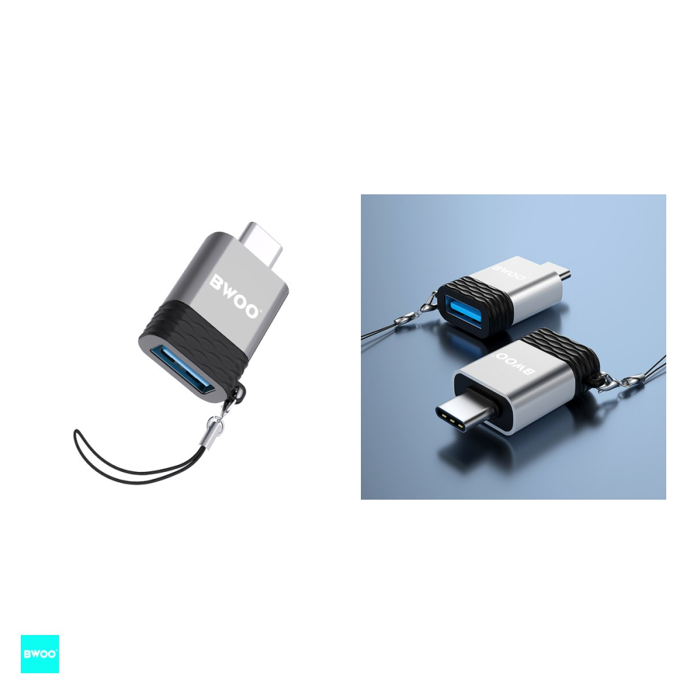 Adaptor OTG BWOO BZ-35, USB-C tata la USB mama, 2.4A, interfata USB 2.0. dimensiuni 31 x 21 x 9mm, gri [5]