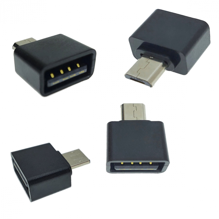Adaptor OTG USB 2.0 mama la microUSB tata, alimentare, conectare si transfer de date, negru [2]