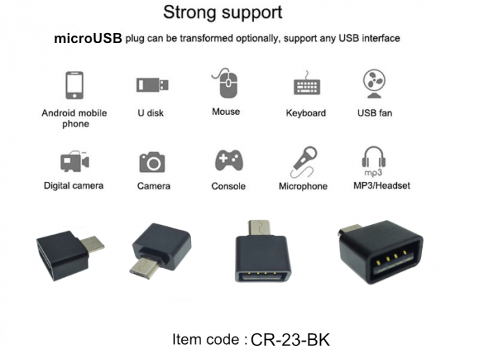 Adaptor OTG USB 2.0 mama la microUSB tata, alimentare, conectare si transfer de date, negru [6]