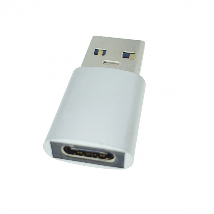 Adaptor OTG USB 3.1 tata la USB tip C mama, carcasa aluminiu, Data C 080, alimentare si transfer de date, gri [6]