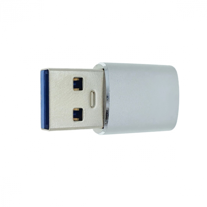 Adaptor OTG USB 3.1 tata la USB tip C mama, carcasa aluminiu, Data C 080, alimentare si transfer de date, gri [3]