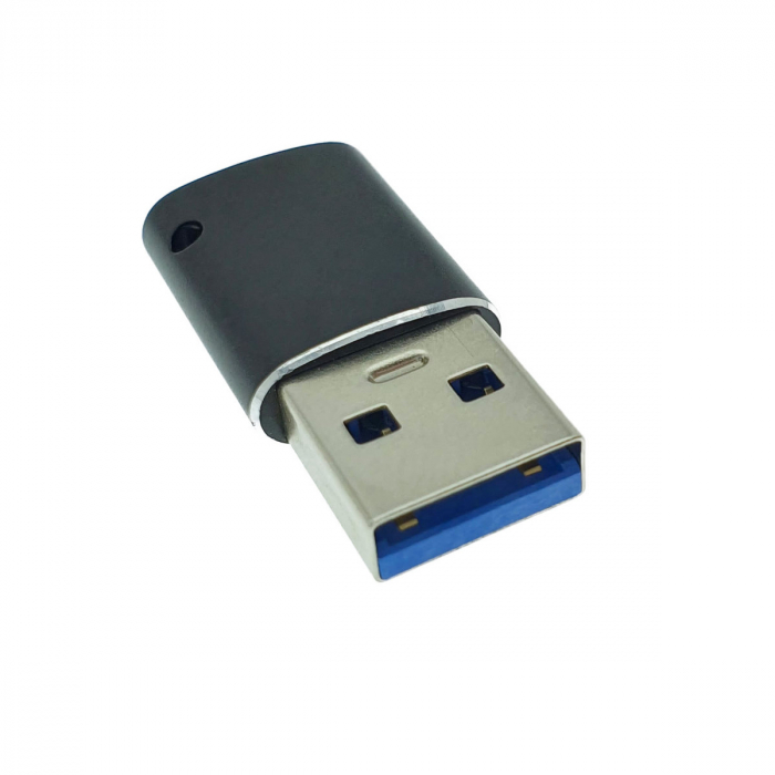Adaptor OTG USB 3.1 tata la USB tip C mama, carcasa aluminiu, Data C 081, cu orificiu de prindere, alimentare si transfer de date, negru [2]