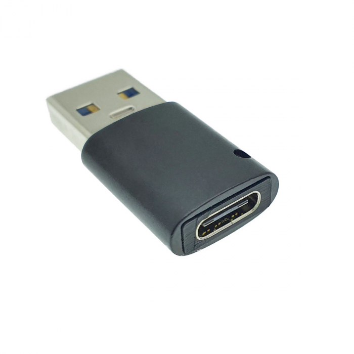 Adaptor OTG USB 3.1 tata la USB tip C mama, carcasa aluminiu, Data C 081, cu orificiu de prindere, alimentare si transfer de date, negru [4]