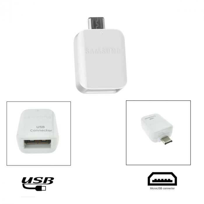 Adaptor OTG USB tip A mama la microUSB tata, Samsung GH98-09728A, alb [5]