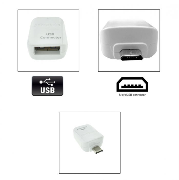 Adaptor OTG USB tip A mama la microUSB tata, Samsung GH98-09728A, alb [3]