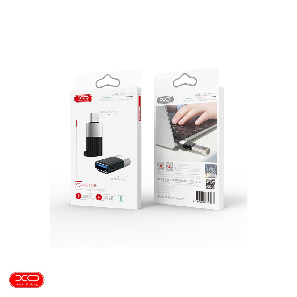 Adaptor OTG XO NB149-F, conectori USB-C tata la USB 2.0 mama, pentru date si incarcare, in cutie, negru [4]