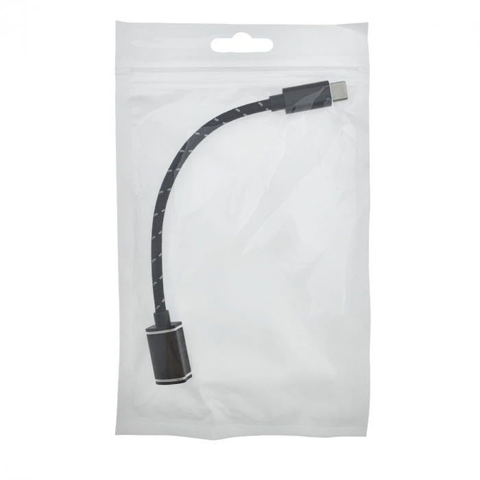 Adaptor premium OTG, USB 3.0 mama la USB tip C tata, Revolution 088, cablu cu invelis textil, carcasa aluminiu, negru [5]