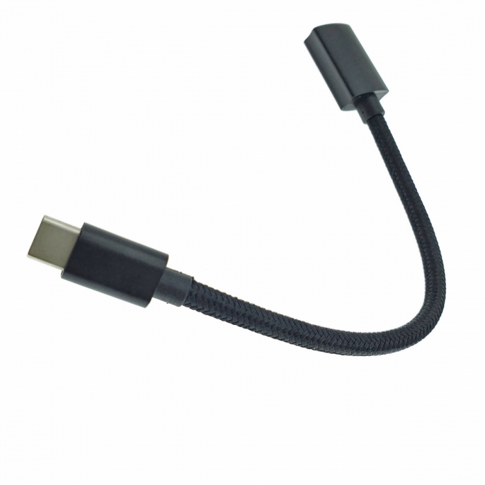 Adaptor premium OTG, USB 3.1 mama la USB tip C tata, Revolution 115, cablu cu invelis textil, carcasa aluminiu, negru [1]