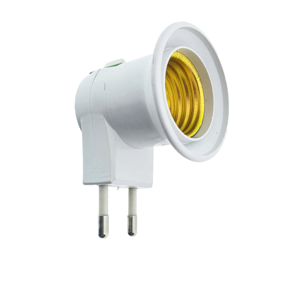 Adaptor Priza Bec E27 cu Intrerupator Incorporat Alb, Compact, dimensiuni 85 x 48 x 45 mm [2]