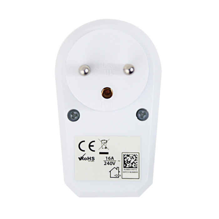 Adaptor priza cu un port si intrerupator integrat, 3680W, 16A, dimensiuni 85 x 74 x 50 mm, protectie copii, Tip E, alb [5]