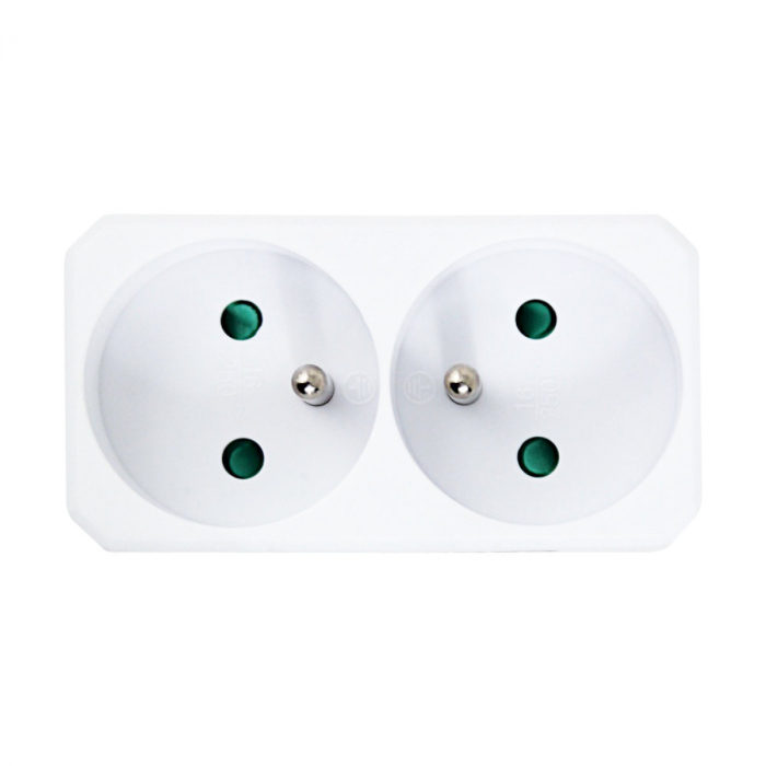 Adaptor priza dubla, 3680W, 16A, cu impamantare, dimensiuni 85 x 75 x 48 mm, alb [2]